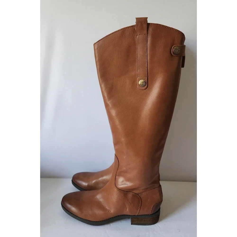 Sam Edelman Penny tall Riding Brown Boots Whiskey British tan size 6 M